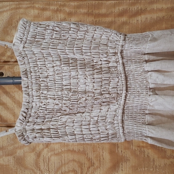 Calista NWT Beige Linen Blend Smocked Maxi Dress Size S - Picture 3 of 7